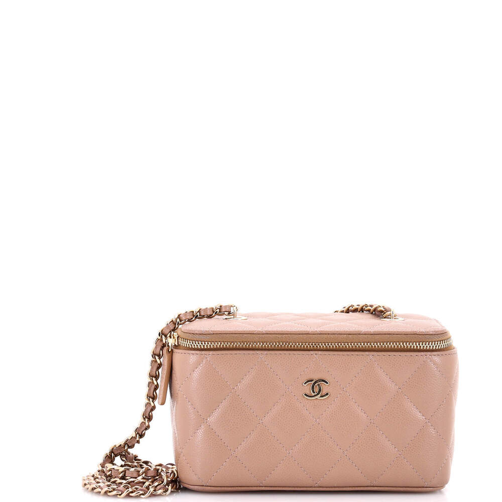 Chanel Small Classic Vanity Case with Chain Quilted Caviar